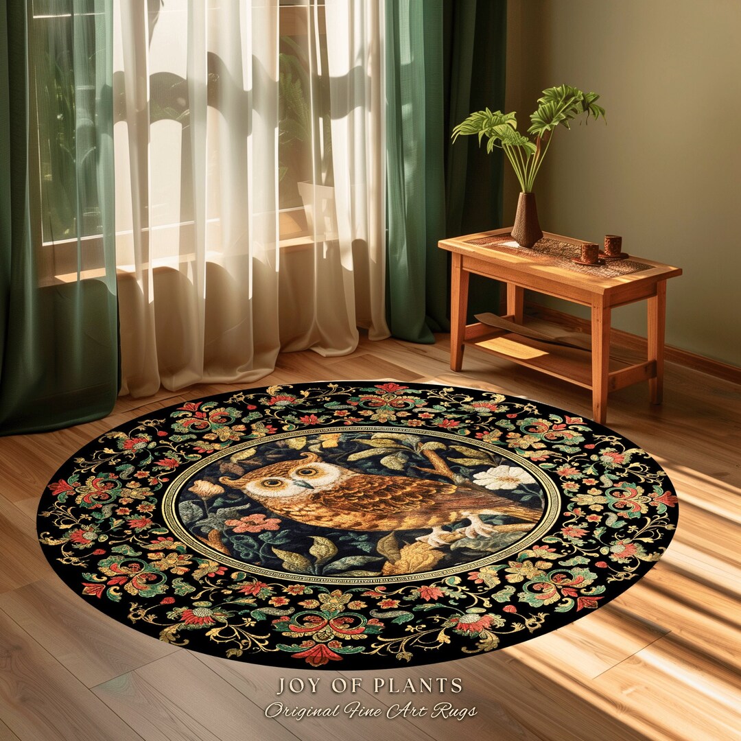 Whimsigoth Owl Area Rug Ethereal Book Nook Decor William Morris