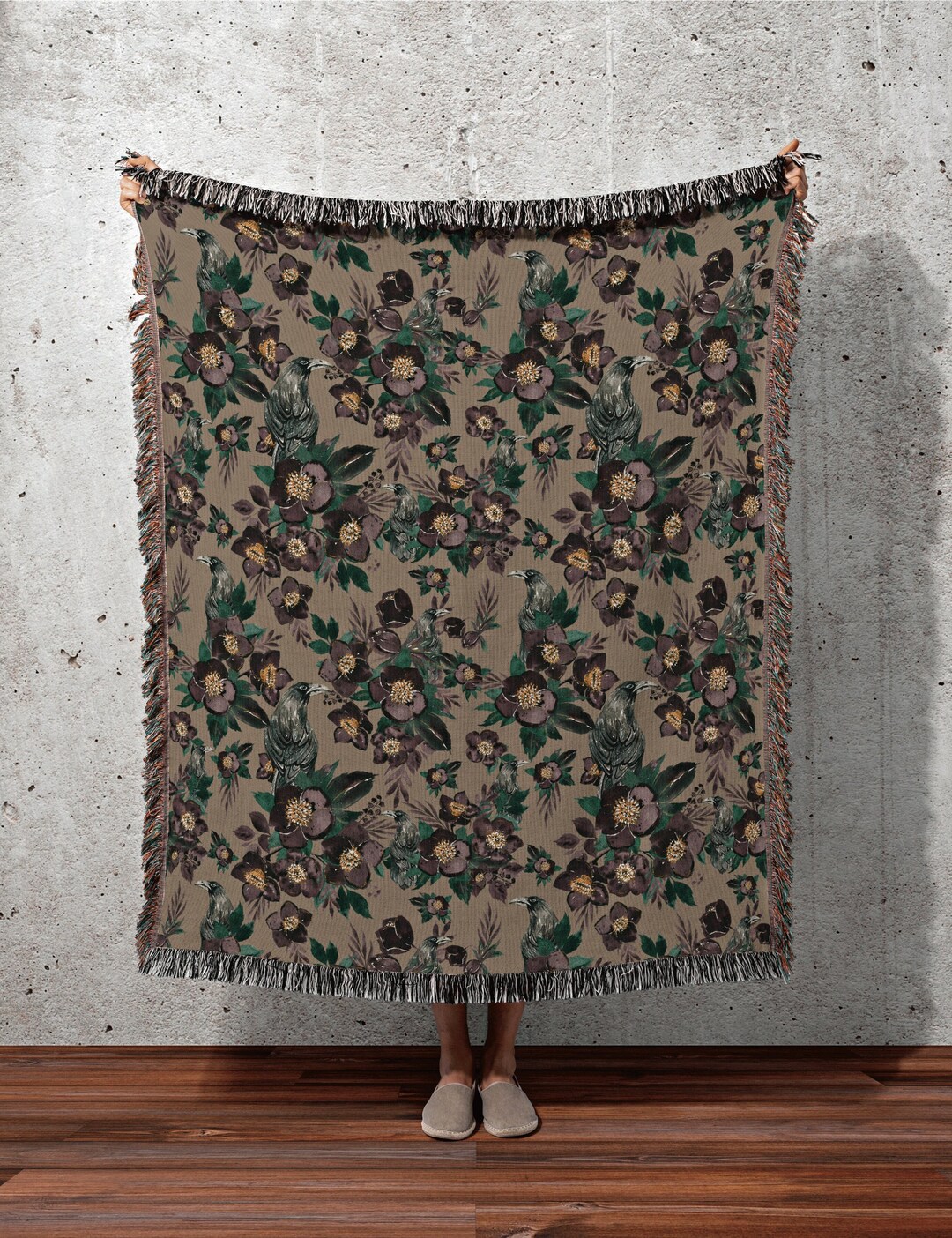 Raven Wall Art Woven Blanket Goth Woven Blanket Goth Witchy Decor Dark