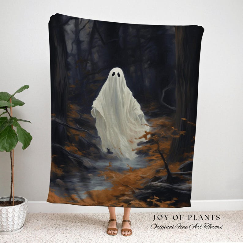 Dark Academia Room Decor Ghost Blanket Woven Throw | Macabre Wall Art Occult Decor Spooky Ghost Tapestry Gothic Gift Dark Cottagecore Decor image 6