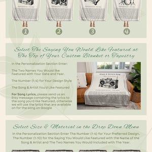 Song Lyric Tapestry Blanket | Couples Gift Custom Best Friend Blanket Our Song Tapestry Woven Blanket Our Song First Dance Wedding Gift | image 2