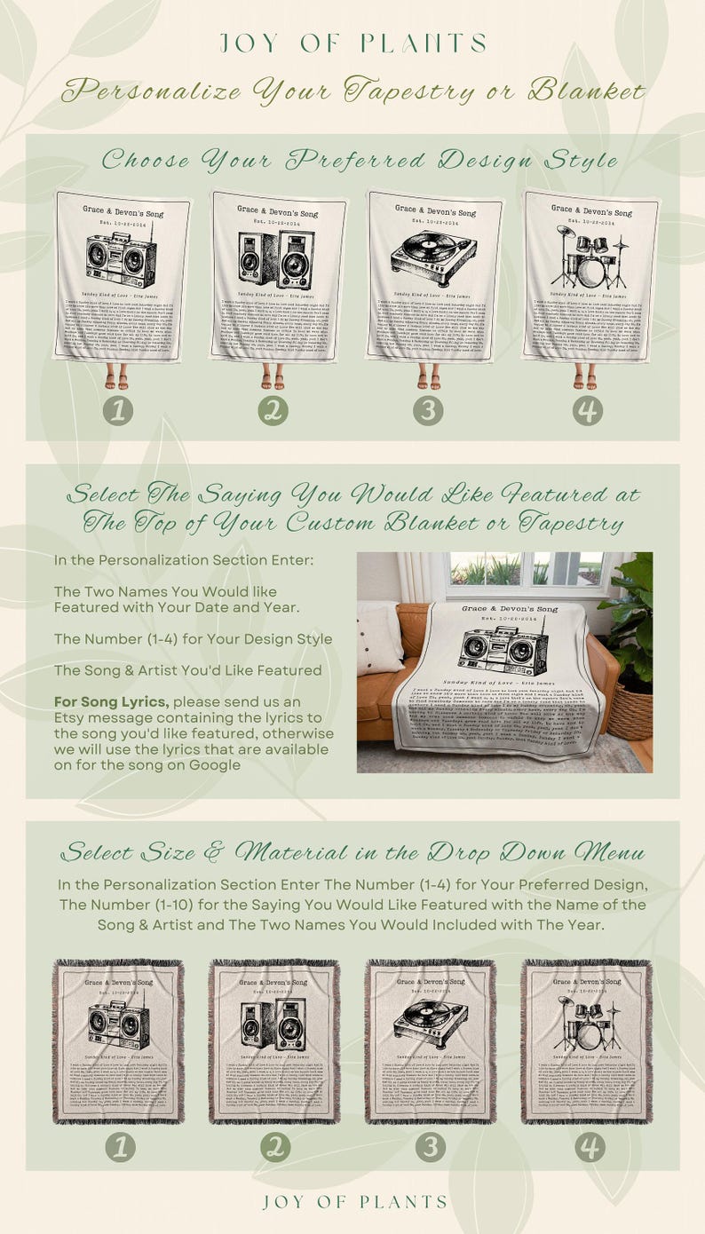 Song Lyric Tapestry Blanket | Couples Gift Custom Best Friend Blanket Our Song Tapestry Woven Blanket Our Song First Dance Wedding Gift | image 2