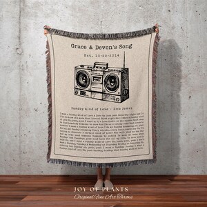 Song Lyric Tapestry Blanket | Couples Gift Custom Best Friend Blanket Our Song Tapestry Woven Blanket Our Song First Dance Wedding Gift | image 10