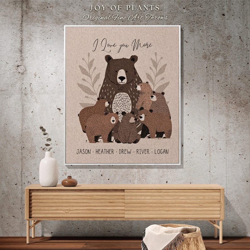 Personalized Mama Bear Blanket | Custom Family Gift for Mom with Grandchildren Names Sentimental Parent Tapestry Woven Throw Boho image 10