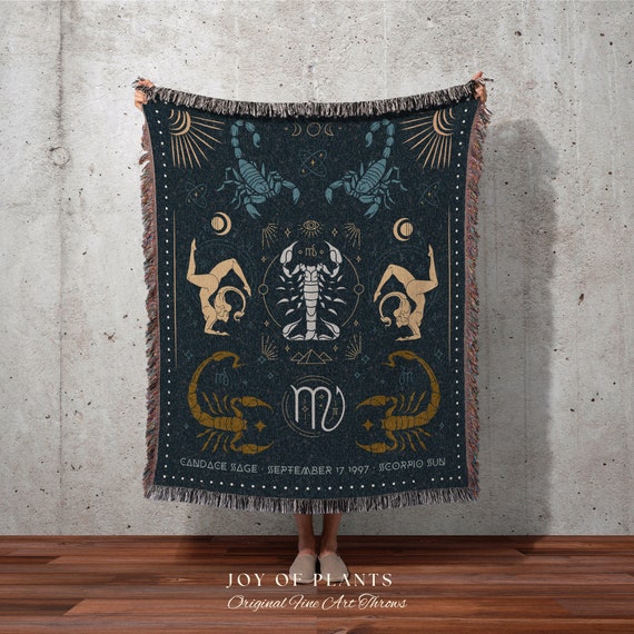 Scorpio Star Sign Blanket Woven Blanket Custom Astrology Decor Tapestry Personalized Scorpio Zodiac Sign Celestial Tapestry Academia Decor Etsy