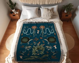 Cottagecore Woven Tapestry | Dark Cottagecore Blanket Woven Throw | Gothic Blanket Whimsigoth Room Decor | Woodland Gothic Woven Blanket |