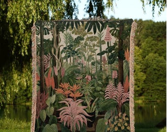 Modern Botanicals Floral Blanket | Nature Blanket Tapestry Botanical Fairy Grunge Room Decor Fairycore Floral Cottagecore Blanket Botanical