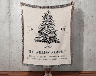 Family Tree Blanket Christmas Gift Custom Family Tree Personalized Tapestry Meaningful | Thoughtful Gift For Grandma Sentimental Family Gift