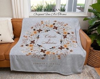 His and Hers Wedding Blanket | Personalized Last Name Gift Blanket Boho Wedding Monogram Couple Keepsake Blanket Anniversary Mr and Mrs Gift