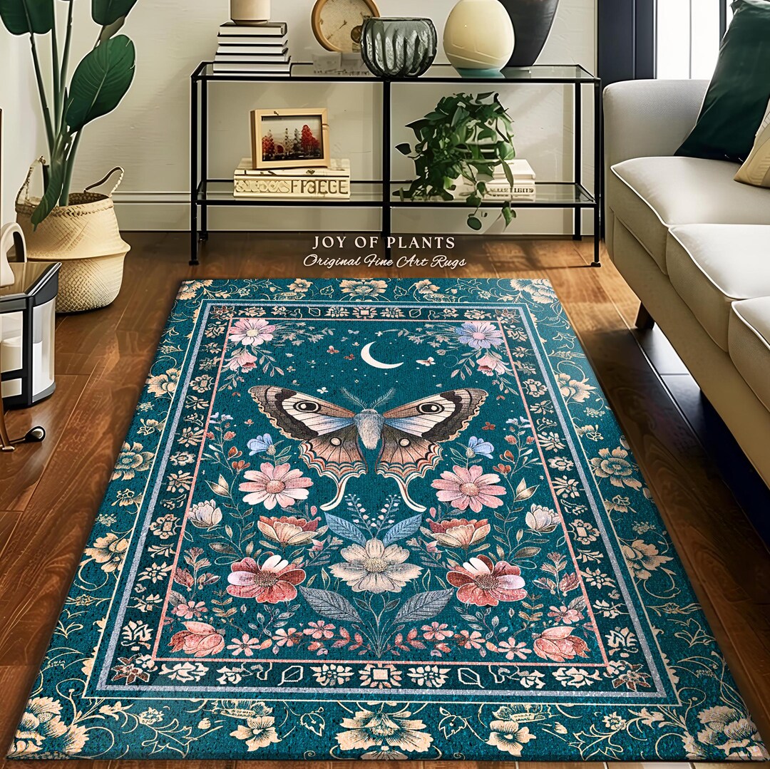Magic Aesthetic Teal Area Rug | Celestial Fairycore Eclectic Maximalist ...