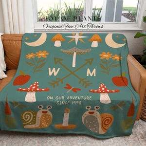 Personalized Cottagecore Wedding Anniversary Blanket | Custom Wedding Anniversary Gift for Couple Custom Tapestry Woven Blanket Gift for Her