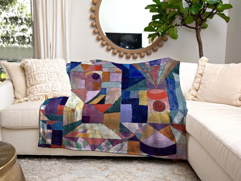 Colorful Blanket Abstract Wall Art | Modern Art Throw Blanket | Brutalist Decor Boho Woven Tapestry | Bauhaus Wall Art | Modern Art Gifts | image 10