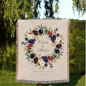 Mr and Mrs Custom Woven Blanket | Personalized Last Name Gift Blanket Boho Wedding Monogram Couple Keepsake Blanket Anniversary His and Hers