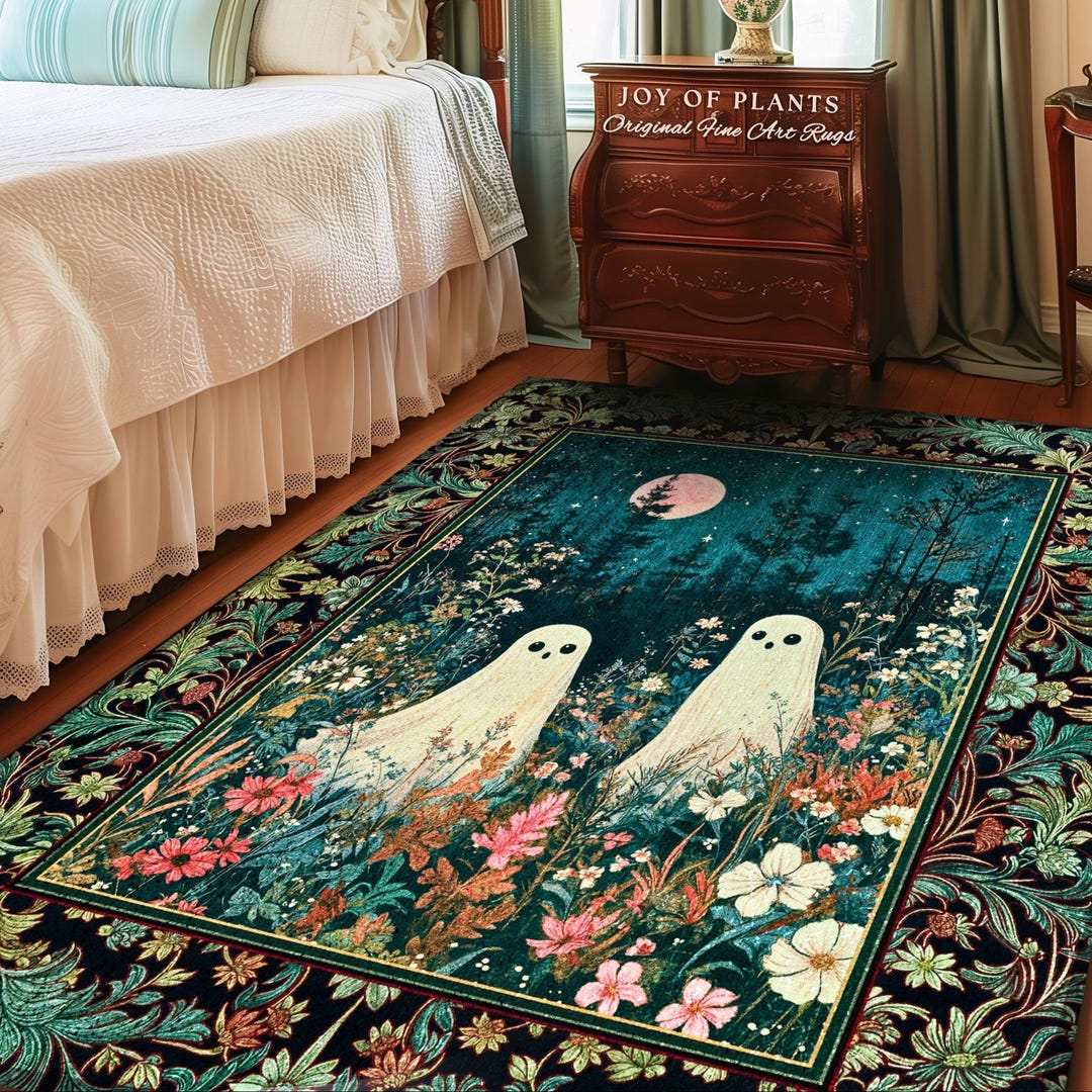 Ghost Friends Wildflower Moon Area Rug | Cute Whimsigothic Decoration ...
