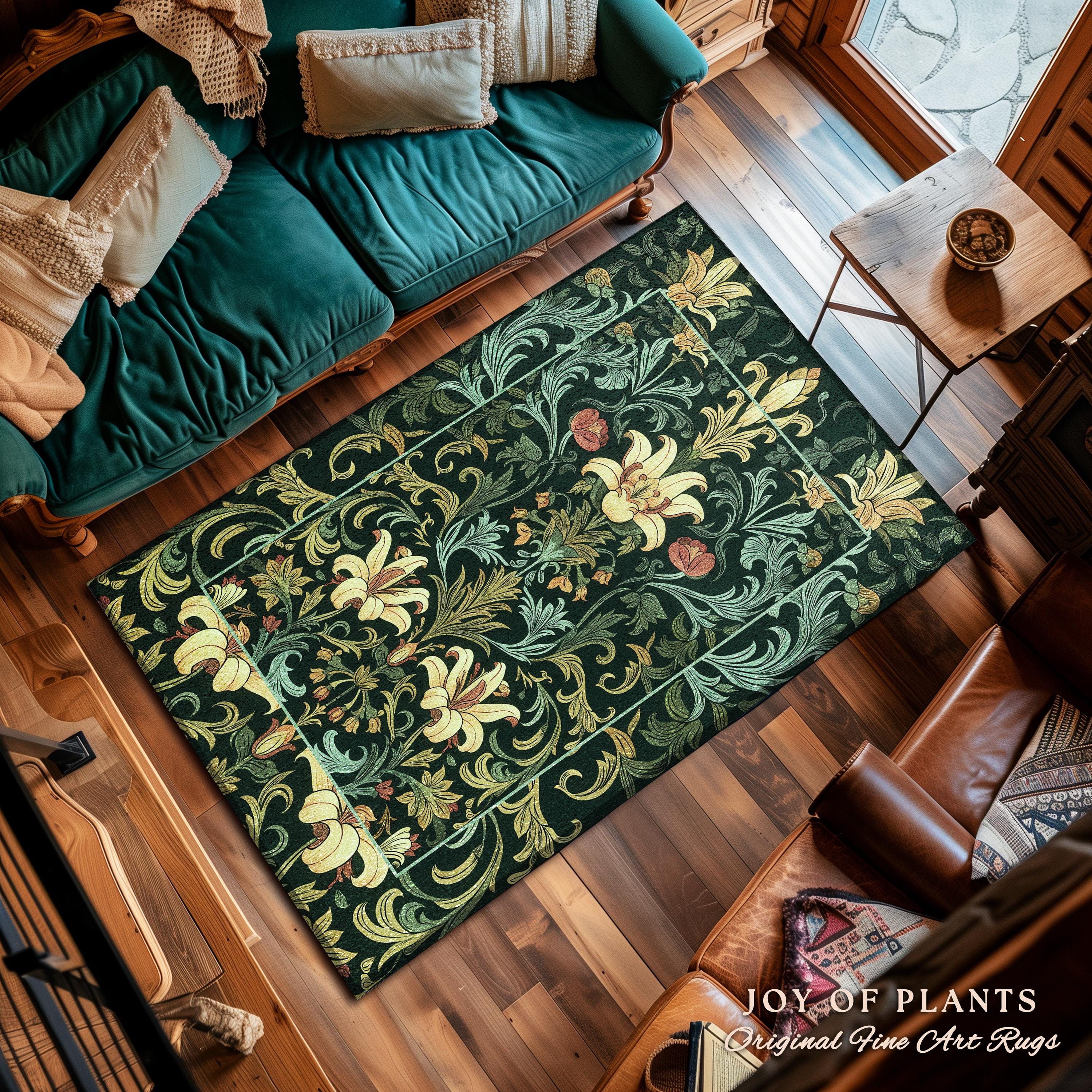 Vintage Green Botanical Art Nouveau Rug William Morris Style Victorian  Floral Design | Dark Academia Woodland Aesthetic Gothic Cottagecore - Etsy  Israel
