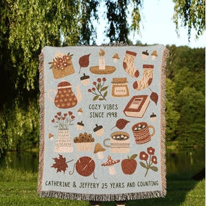 Cozy Blanket Personalized 25th Anniversary Gift for Her | Customized Anniversary Gift for Couple | Custom Anniversary Tapestry Woven Blanket