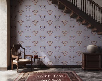 Grandmillenial Lavender Floral Wallpaper | Romantic Lilac Feminine Bedroom Accent Cottage Small Scale Flower Wall Renter Friendly French