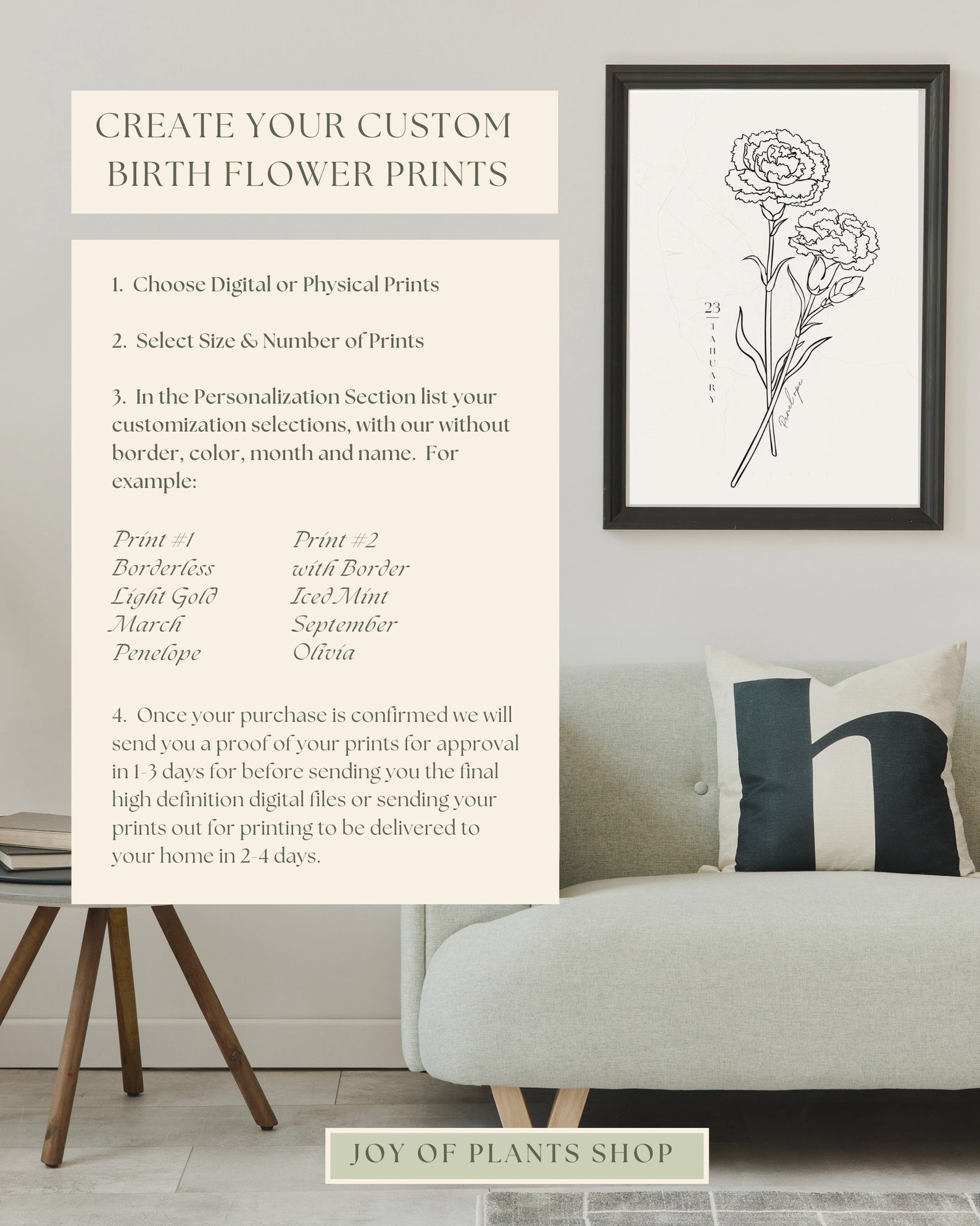 Birth Flower Custom Print Birth Month Flower Print - Etsy