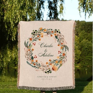 Bride And Groom Gift Custom | Personalized Last Name Gift Blanket Boho Wedding Monogram Couple Keepsake Blanket Anniversary His And Hers |