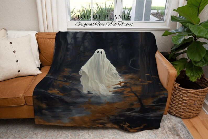 Dark Academia Room Decor Ghost Blanket Woven Throw | Macabre Wall Art Occult Decor Spooky Ghost Tapestry Gothic Gift Dark Cottagecore Decor image 10