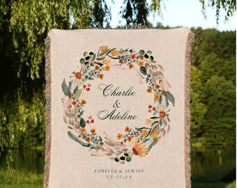 Bride And Groom Gift Custom | Personalized Last Name Gift Blanket Boho Wedding Monogram Couple Keepsake Blanket Anniversary His And Hers |