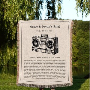Song Lyric Tapestry Blanket | Couples Gift Custom Best Friend Blanket Our Song Tapestry Woven Blanket Our Song First Dance Wedding Gift | image 1