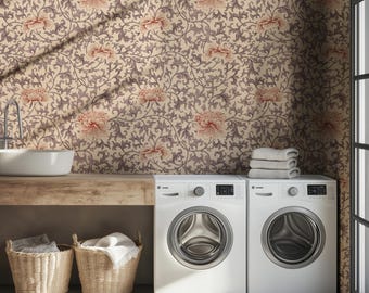 Blush Edwardian Revival Wallpaper | Elevated Pastel William Morris Feminine Maximalism Victorian Floral Peel and Stick Luxury Rococo