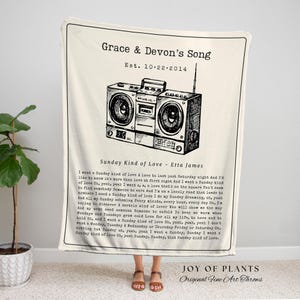 Song Lyric Tapestry Blanket | Couples Gift Custom Best Friend Blanket Our Song Tapestry Woven Blanket Our Song First Dance Wedding Gift | image 7