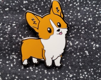 Cute Corgi Puppy Happy Enamel Brooch Magnet needle minder
