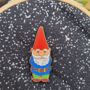 Gnome Red Hat Garden Fairy Creature Enamel Brooch Magnet needle minder