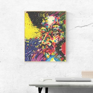 Woman Face Painting, Abstract Face Art, Vibrant Wall Art, Colorful Art Print, Artwork Prints, Digital Download Print, Printable Art
