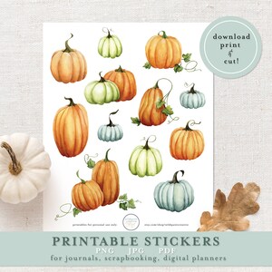 Pumpkin Printable Stickers | Autumn Planner Stickers | Fall Bullet Journal | Scrapbooking Digital | Planner Sticker Printable