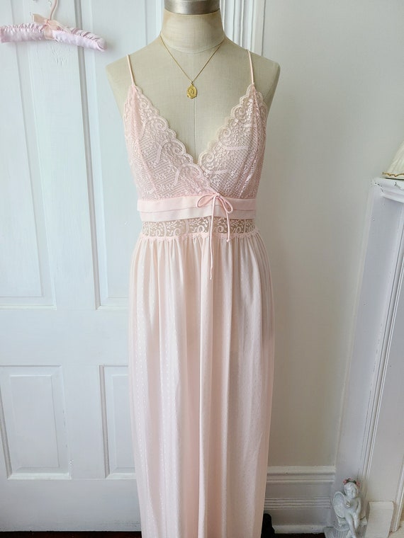 Romantic vintage ballet pink nightgown peignoir s… - image 2