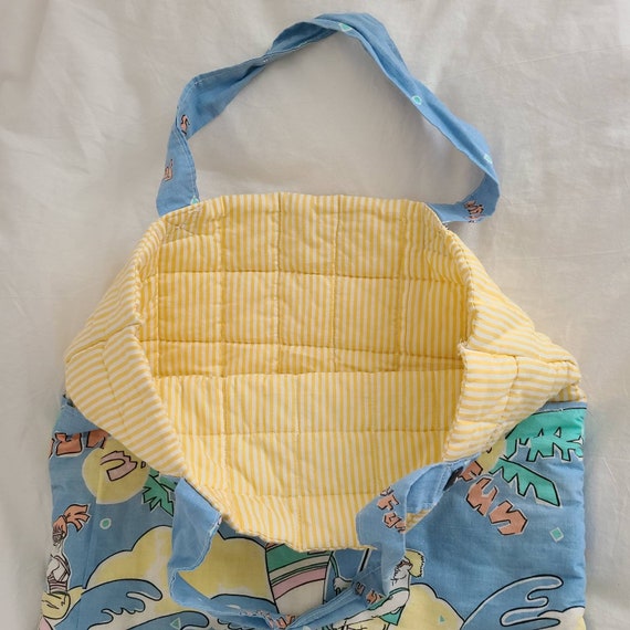 Vintage 90s quilted beach bag tote shopping bag s… - image 7