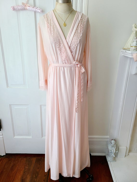 Romantic vintage ballet pink nightgown peignoir s… - image 6