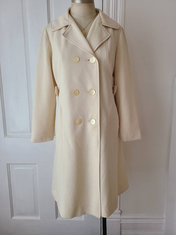 Vintage 70s ivory cream women's winter coat mod ja