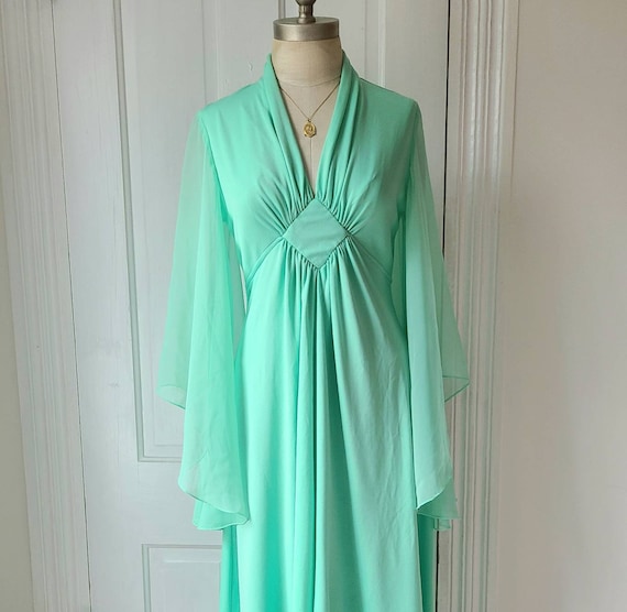 Vintage 70s mint green disco angel fairy wing shee