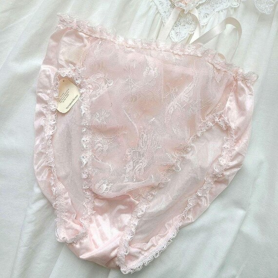CULOTTE VINTAGE Victoria's Secret - Soie à Paillettes Et Nœud - Rose - Taille M - Neuf Avec étiquettes