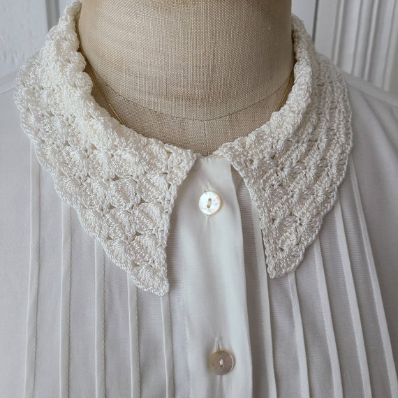 Vntg ivory crochet collar romantic librarian acad… - image 7
