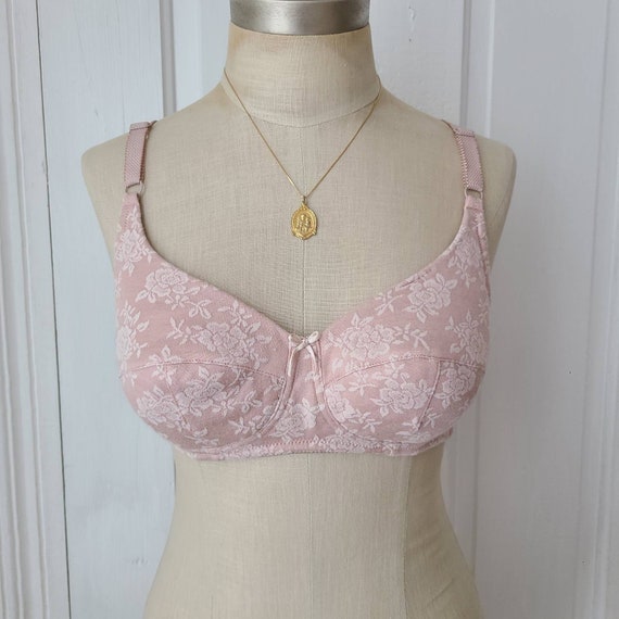 LARGE CUP Wireless FLORAL Bra With Wide Straps, Cotton Lined Soft