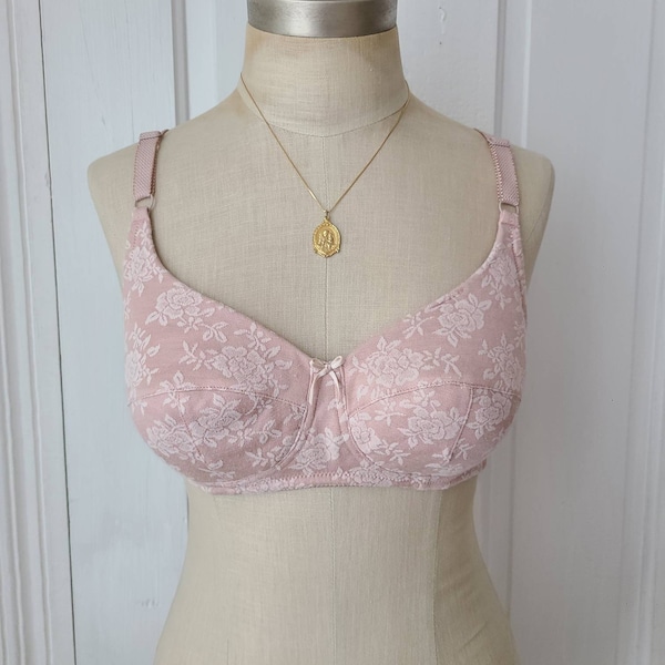 Japanese soft cup floral taupe bra