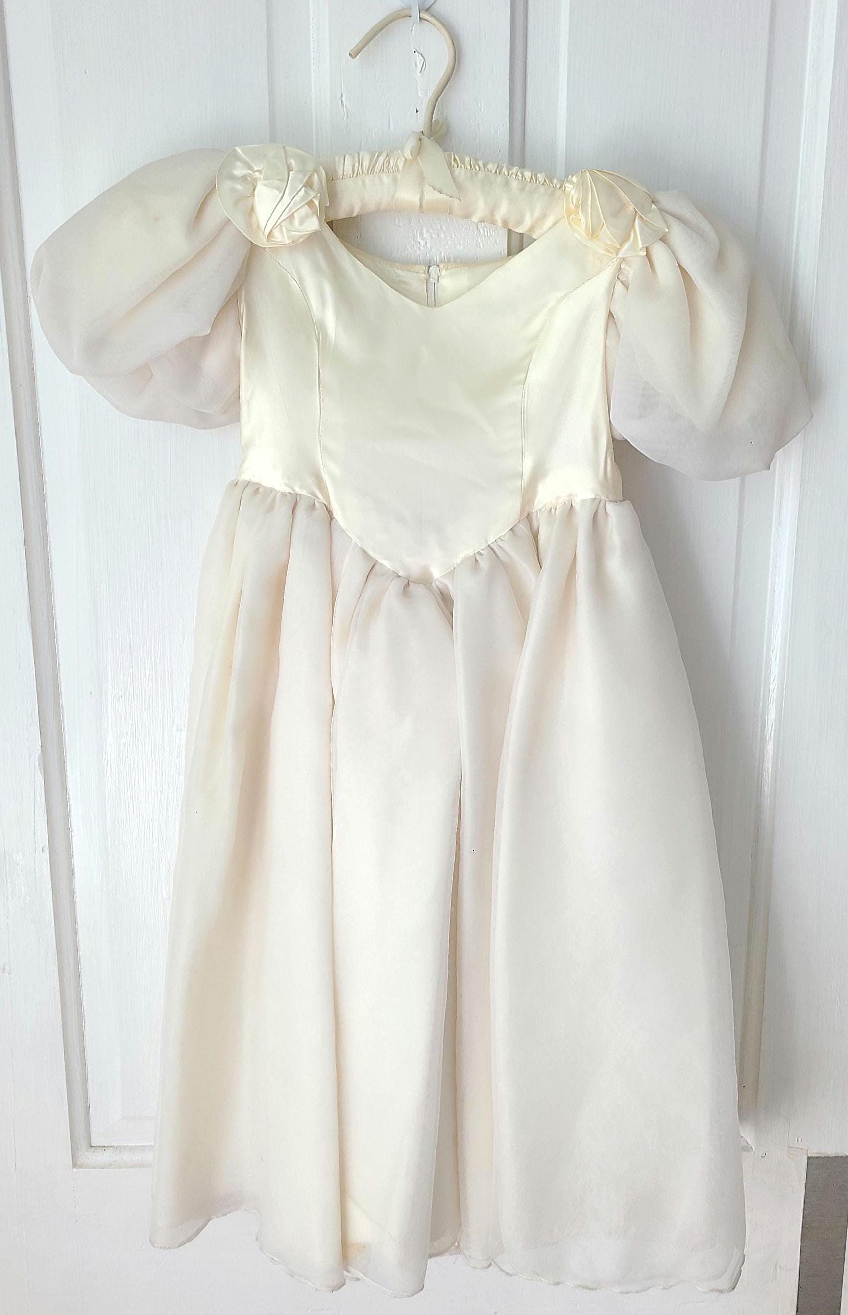 Vintage Shabby Chic Flower Girl Costume Angel Princess Decor Dress Handmade
