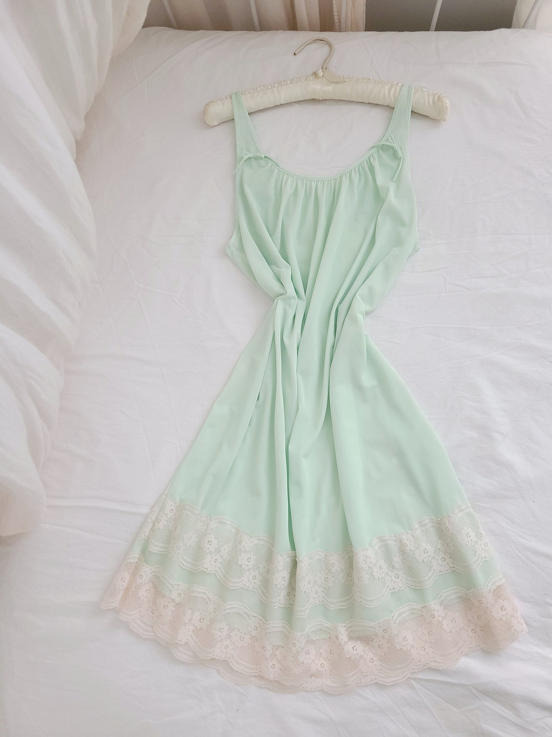 Vintage Shabby Chic Mint Green Nightgown Etsy