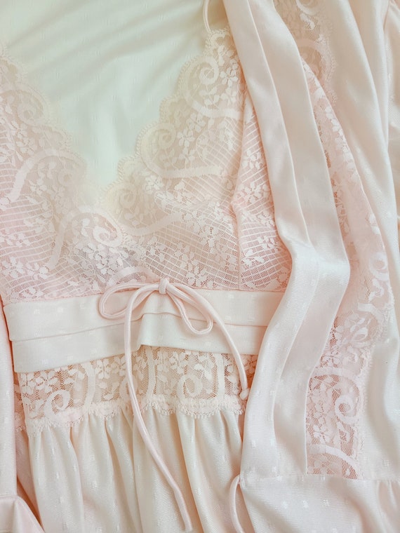 Romantic vintage ballet pink nightgown peignoir s… - image 10