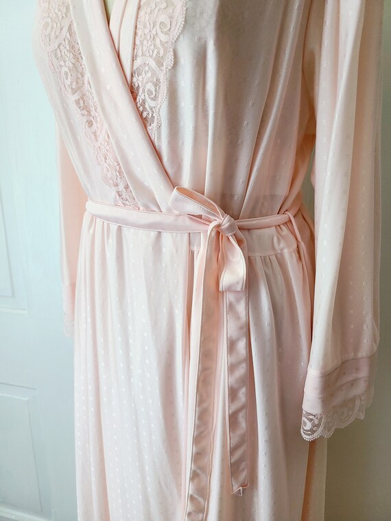 Romantic vintage ballet pink nightgown peignoir s… - image 7