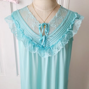 Vintage blue maxi nightgown with lace