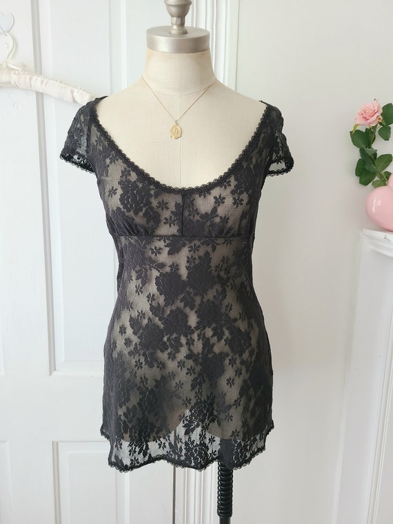 Victoria's secret coquette mini dress black lace … - image 1