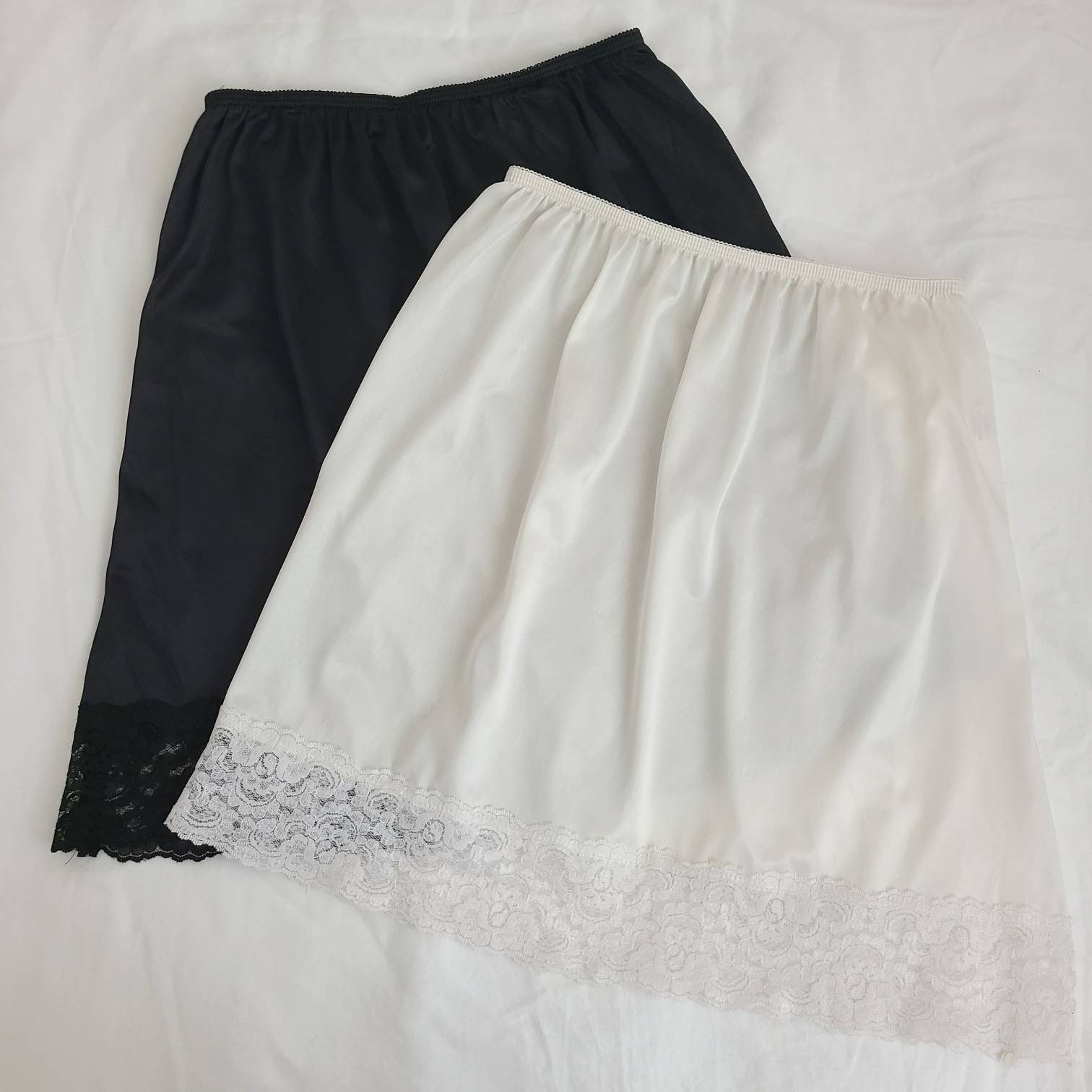 Set of 2 Short Half Slips With Lace Coquette Dollette Skirts Etsy