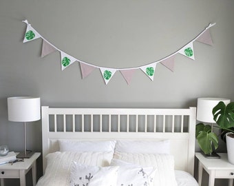 Monstera - Upcycled Fabric Bunting, Garland, Flag Banner