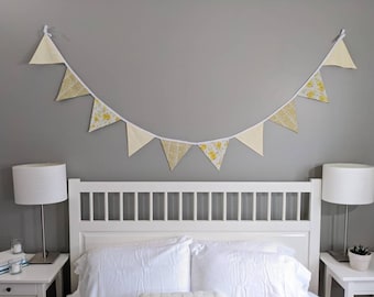 Yellow - Upcycled Fabric Bunting, Garland, Flag Banner