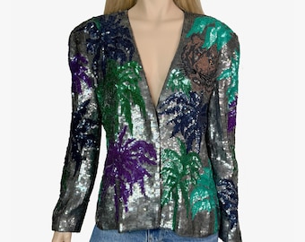 Super rare runway Krizia heavily beaded / sequined "Tropical Tiger" Jacket, 1984